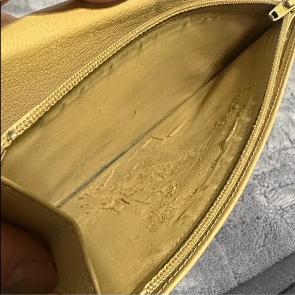 CHANEL Mustard Yellow Leather CC Logo Continental Wallet